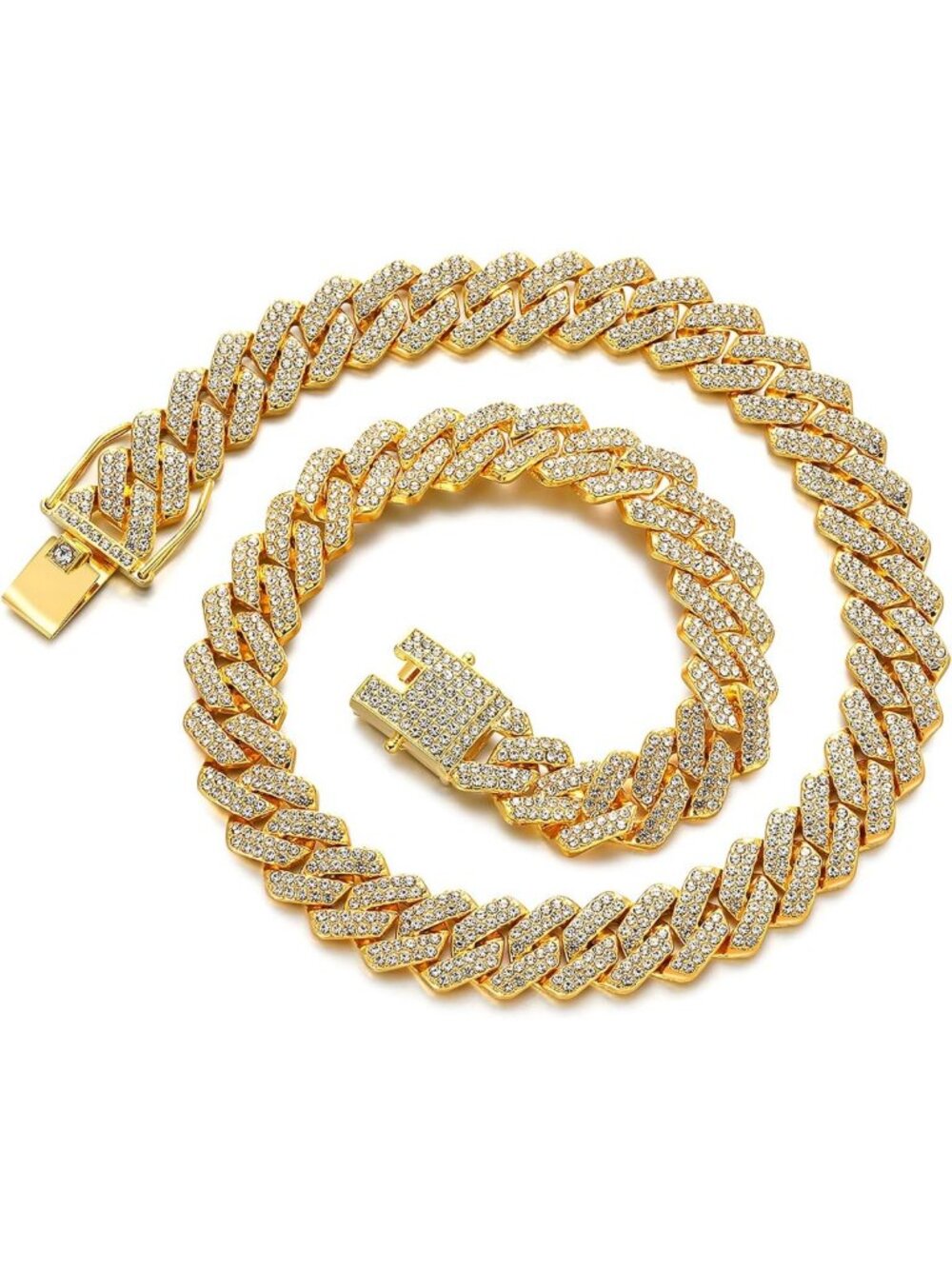 Iced Out Cuban Link Chain Necklace for Men & Women - Silver/Gold Hip Hop Bling